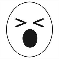 Vector, Image of angry face emoticon, Black and white color, with transparent background vector