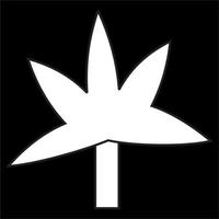 Vector, Image of cassava leaves icon, Black and white color, on black background vector