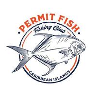 permiso pescado vector ilustración en mano dibujado estilo, Perfecto para t camisa diseño y pescar Tienda club logo