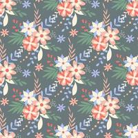 Wild flowers, herbs and foliage seamless pattern vector