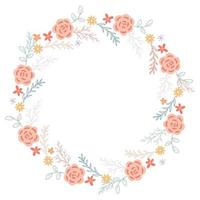 Spring flowering wild flowers and foliage wreath vector