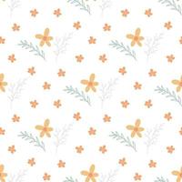 Small wild flowers and herbs seamless pattern vector