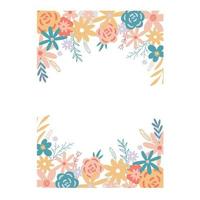 Floral rectangular rustic frame vector