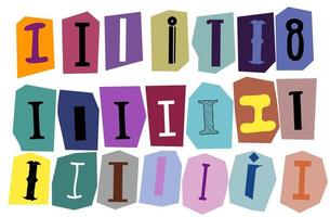 Alphabet i- vector cut newspaper and magazine letters, paper style ransom note letter