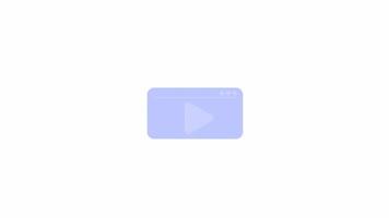 Animated media player window. Streaming service. Flat cartoon style icon 4K video footage. Playing video online color isolated element animation on white background with alpha channel transparency