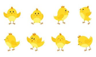 Set of cute chickens for Easter. Vector illustration.