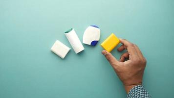 Artificial sweetener container on table video