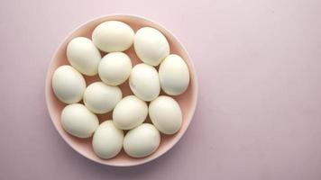 Close up of boiled egg in a bowl on table video