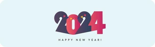 2024 new year. 2024 Happy New Year numbers with gradient blue color banner. Simple 2024 Happy New Year logo text design for cover. Number design template. Greeting banner. Happy New Year cover. vector