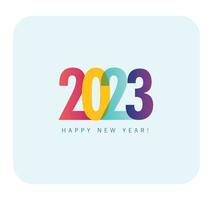 Happy New year 2023 colorful announcement post template on cyan background. happy new year 2023. 2023 Happy New Year logo text design for social media post.  Minimalistic new year trendy background. vector