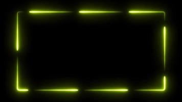 Neon glowing frame background. highlighter color. Animation of 9 repeated motions, with neon lights shrinking and expanding. isolated on black. 4K graphic animation video