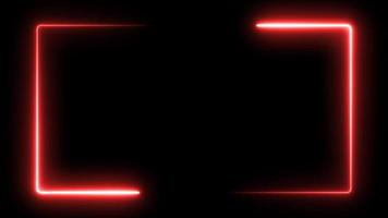 Neon glowing frame background. Lasers are red. repetitive motion animation, with neon lights shrinking and expanding. isolated on black. 4K graphic animation video