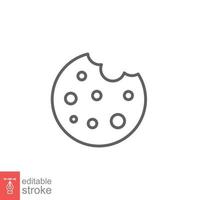 Cookie icon. Outline style sign symbol. Browser concept for app and web design. Vector illustration isolated on white background. Editable stroke EPS 10.