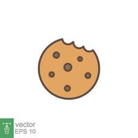 Bitten round cookie icon. Simple flat style sign, filled outline symbol. Browser concept for app and web design. Vector illustration isolated on white background. EPS 10.