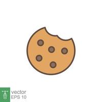 Bitten round cookie icon. Simple flat style sign, filled outline symbol. Browser concept for app and web design. Vector illustration isolated on white background. EPS 10.