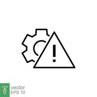 Failure, system error line icon. Simple outline style. Alert, gear, mechanical concept. Vector illustration isolated on white background. EPS 10.