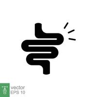 Intestine glyph icon. Simple solid style. Bowel, healthy stomach, gut constipation concept. Symbol of digestion system. Silhouette, vector illustration isolated on white background. EPS 10.