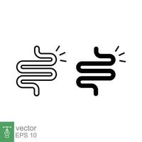 Intestine line and glyph icon. Simple outline and solid style. Bowel, healthy stomach, gut constipation concept. Symbol of digestion system. Vector illustration isolated on white background. EPS 10.