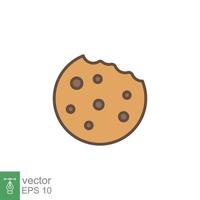 Bitten round cookie icon. Simple flat style sign, filled outline symbol. Browser concept for app and web design. Vector illustration isolated on white background. EPS 10.