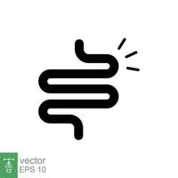 Intestine glyph icon. Simple solid style. Bowel, healthy stomach, gut constipation concept. Symbol of digestion system. Silhouette, vector illustration isolated on white background. EPS 10.