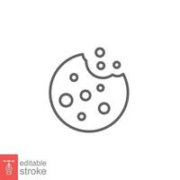 Cookie icon. Outline style sign symbol. Browser concept for app and web design. Vector illustration isolated on white background. Editable stroke EPS 10.