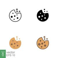 Cookie icon in different style. Outline, solid, flat, filled outline sign symbol. Browser concept for app and web design. Vector illustration isolated on white background. EPS 10.