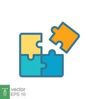 Puzzle jigsaw icon. Simple filled outline style. Join teamwork, challenge, square, block, combination, problem solving, solution, flat symbol. Vector illustration isolated on white background. EPS 10.