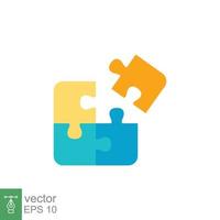 Puzzle jigsaw icon. Simple flat style. Join teamwork, challenge, square, block, combination, problem solving, solution, business concept. Vector illustration isolated on white background. EPS 10.