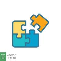 Puzzle jigsaw icon. Simple filled outline style. Join teamwork, challenge, square, block, combination, problem solving, solution, flat symbol. Vector illustration isolated on white background. EPS 10.