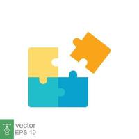 Puzzle jigsaw icon. Simple flat style. Join teamwork, challenge, square, block, combination, problem solving, solution, business concept. Vector illustration isolated on white background. EPS 10.