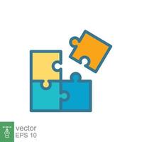 Puzzle jigsaw icon. Simple filled outline style. Join teamwork, challenge, square, block, combination, problem solving, solution, flat symbol. Vector illustration isolated on white background. EPS 10.