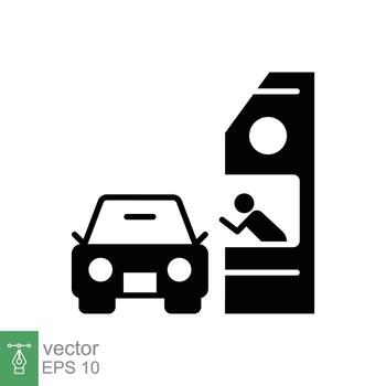 Drive through glyph icon. Simple solid style symbol can be used for web, mobile, ui design. Thru, window, car, restaurant, shop concept. Vector illustration isolated on white background. EPS 10.