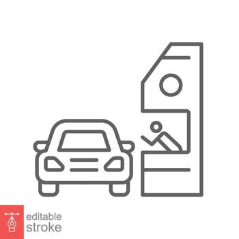 Drive through line icon. Simple outline style symbol for web, mobile, ui design. Thru, window, car, restaurant, shop concept. Vector illustration isolated on white background. Editable stroke EPS 10.