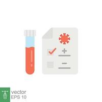 Covid test icon. Simple flat style. Positive corona virus result, negative, rapid, plasma, research, medical concept. Vector illustration isolated on white background. EPS 10.