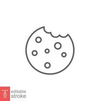 Cookie icon. Outline style sign symbol. Browser concept for app and web design. Vector illustration isolated on white background. Editable stroke EPS 10.