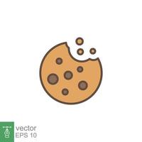 Bitten round cookie icon. Simple flat style sign, filled outline symbol. Browser concept for app and web design. Vector illustration isolated on white background. EPS 10.