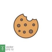 Bitten round cookie icon. Simple flat style sign, filled outline symbol. Browser concept for app and web design. Vector illustration isolated on white background. EPS 10.