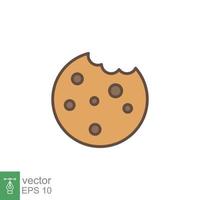 Bitten round cookie icon. Simple flat style sign, filled outline symbol. Browser concept for app and web design. Vector illustration isolated on white background. EPS 10.