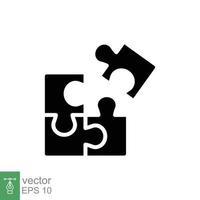 Puzzle jigsaw glyph icon. Simple solid style. Join teamwork, challenge, square, block, flat sign, business concept. Black silhouette symbol. Vector illustration isolated on white background. EPS 10.