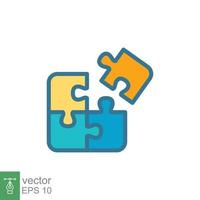 Puzzle jigsaw icon. Simple filled outline style. Join teamwork, challenge, square, block, combination, problem solving, solution, flat symbol. Vector illustration isolated on white background. EPS 10.