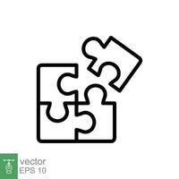 Puzzle jigsaw line icon. Simple outline style. Join teamwork, challenge, square, block, part, business logo concept design. Vector illustration isolated on white background. EPS 10.