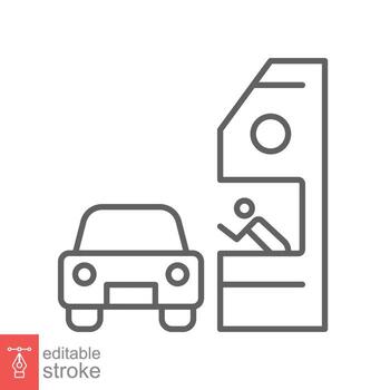 Drive through line icon. Simple outline style symbol for web, mobile, ui design. Thru, window, car, restaurant, shop concept. Vector illustration isolated on white background. Editable stroke EPS 10.