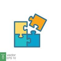 Puzzle jigsaw icon. Simple filled outline style. Join teamwork, challenge, square, block, combination, problem solving, solution, flat symbol. Vector illustration isolated on white background. EPS 10.