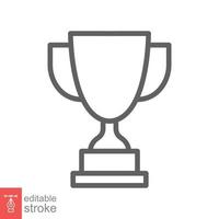 Trophy line icon. Simple outline style for app and web design element. Winner, award, cup, champ, contest, prize, won concept. Vector illustration isolated on white background. Editable stroke EPS 10.