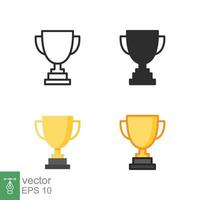 trofeo icono en diferente estilo. línea, sólido, departamento, lleno contorno símbolo para diseño. ganador, otorgar, taza, morder, concurso, premio, won concepto. vector ilustración aislado en blanco antecedentes. eps 10