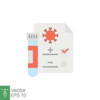 Covid test icon. Simple flat style. Positive corona virus result, negative, rapid, plasma, research, medical concept. Vector illustration isolated on white background. EPS 10.