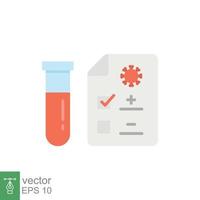 Covid test icon. Simple flat style. Positive corona virus result, negative, rapid, plasma, research, medical concept. Vector illustration isolated on white background. EPS 10.