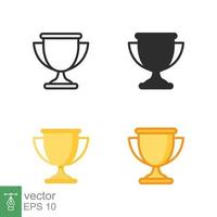 Trophy icon in different style. Line, solid, flat, filled outline symbol for design. Winner, award, cup, champ, contest, prize, won concept. Vector illustration isolated on white background. EPS 10.