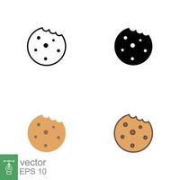 Cookie icon in different style. Outline, solid, flat, filled outline sign symbol. Browser concept for app and web design. Vector illustration isolated on white background. EPS 10.