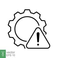 Failure, system error line icon. Simple outline style. Alert, gear, mechanical concept. Vector illustration isolated on white background. EPS 10.